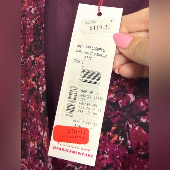 Parker Purple Alison Floral Long Sleeve Dress in Presley Mosaic Print - Picture 5 of 5